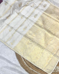 Pearl White Colour Soft South Silk Saree