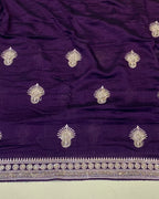 Dark Violet Colour Vichitra Silk Wok Saree