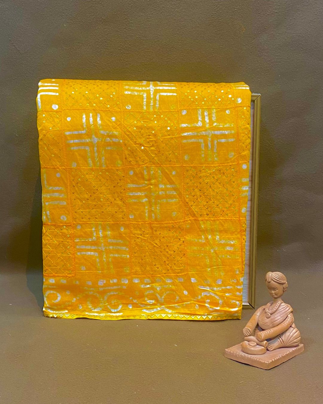 Mango Yellow Colour Batik Cotton Saree
