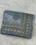 Grey Colour Twill Net Mirror Work Saree