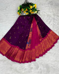 Wine Colour Peacock Paithani with Contrast  Blouse