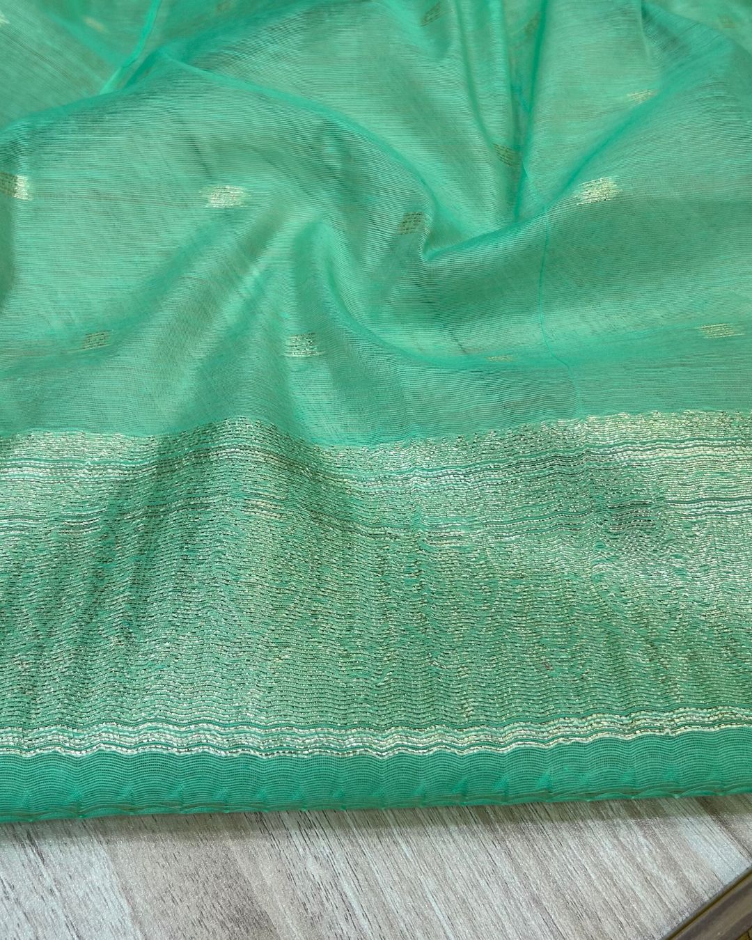 Pista Colour Semi Silk Zari Saree