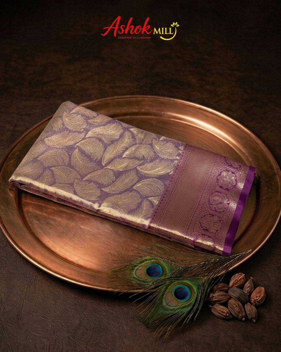 Lavender Colour Kanjivaram Silk Saree with Contrast Border