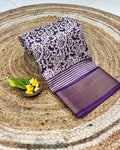 Grape Purple Colour Cotton-Blend Paisley Printed Saree
