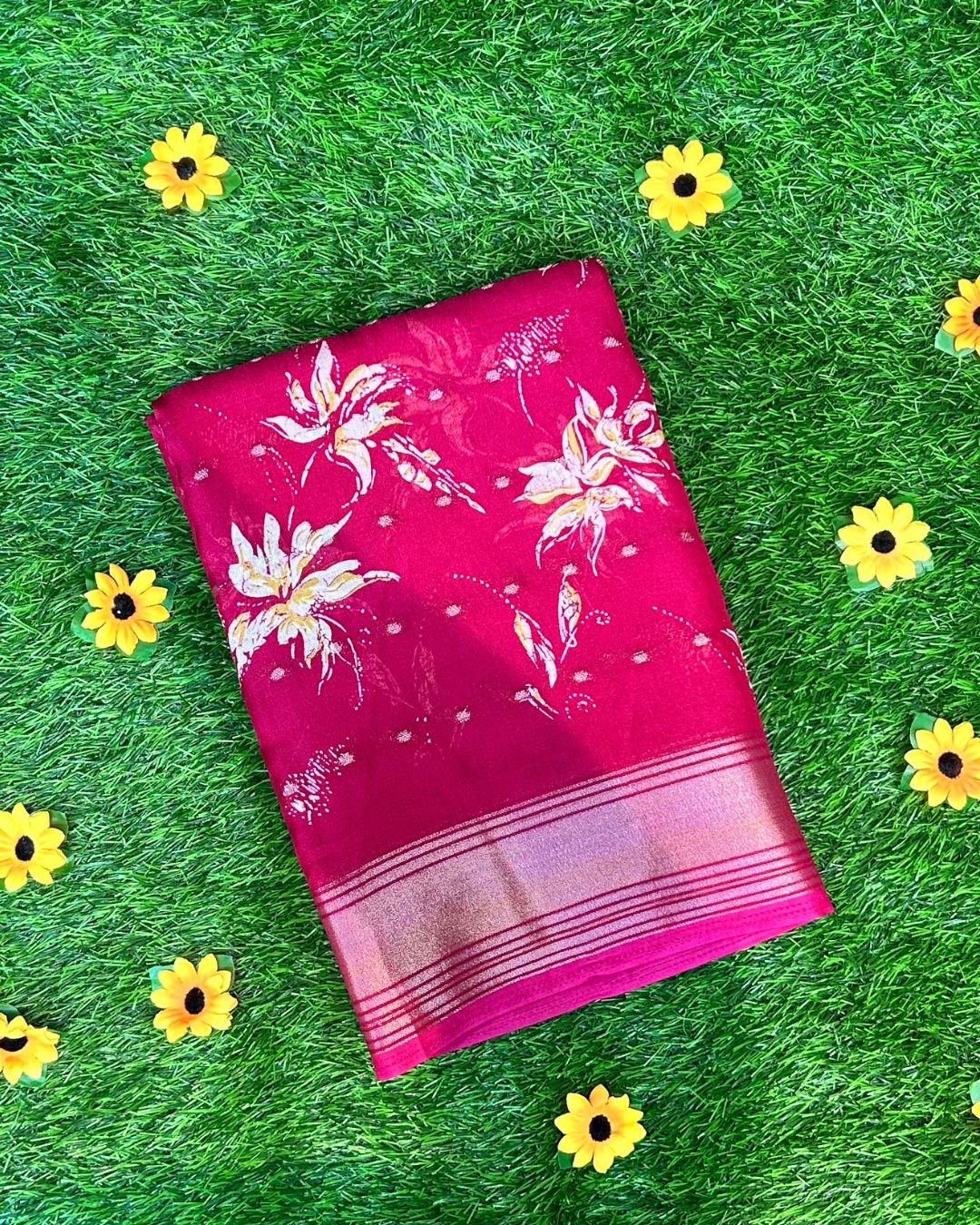 Pink Colour Viscose Saree