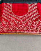 Petrol Blue Colour Art Silk Work Saree with Contrast Blouse
