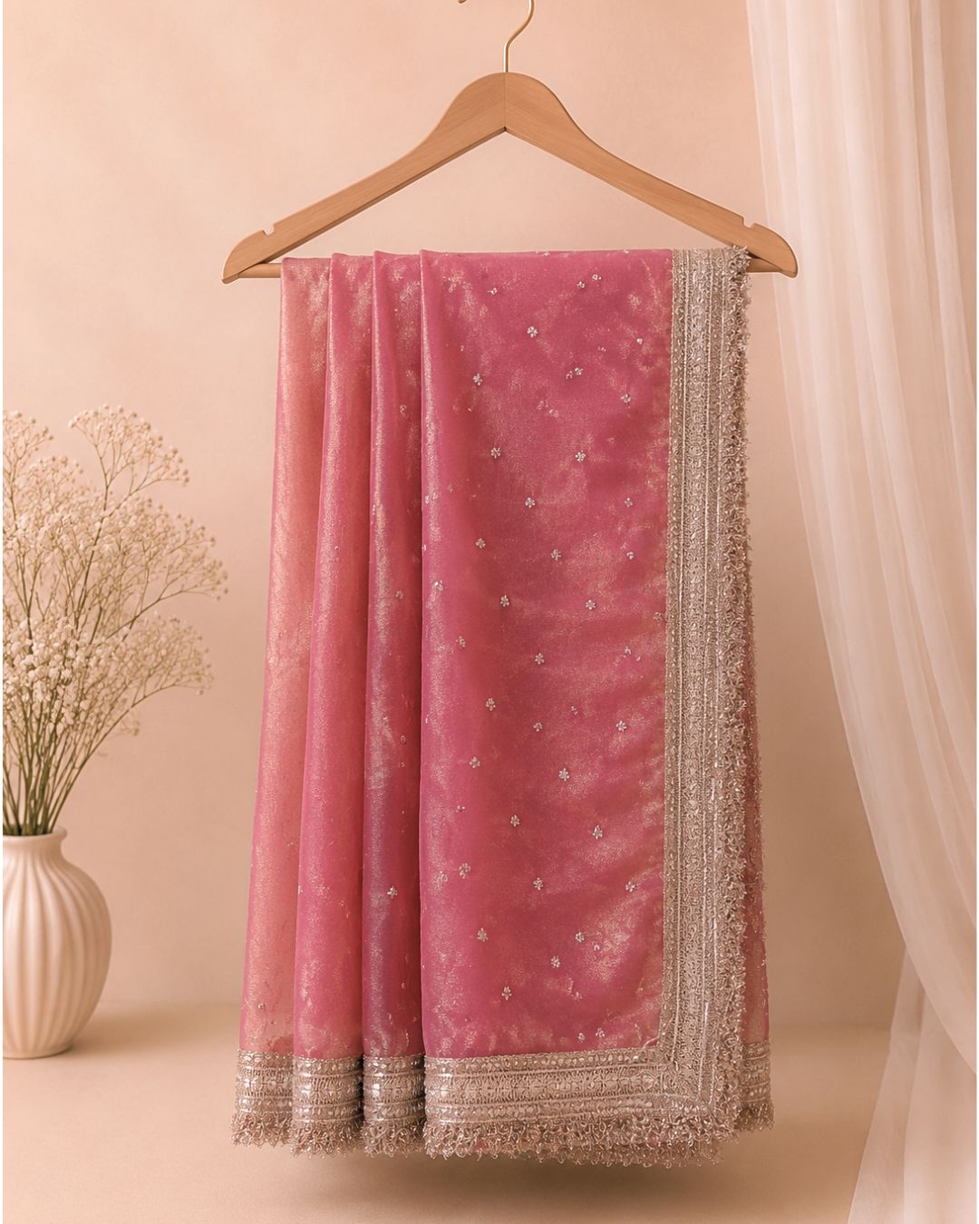 Dusty Pink Colour Space Silk Work Saree