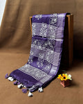 Navy Blue Colour Cotton Bandhani Printed Saree