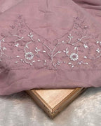 Dusty Pink Colour Shimmer Georgette Saree with Embroidery Work
