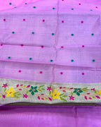 Pink Colour Cotton Meenakari Work Saree