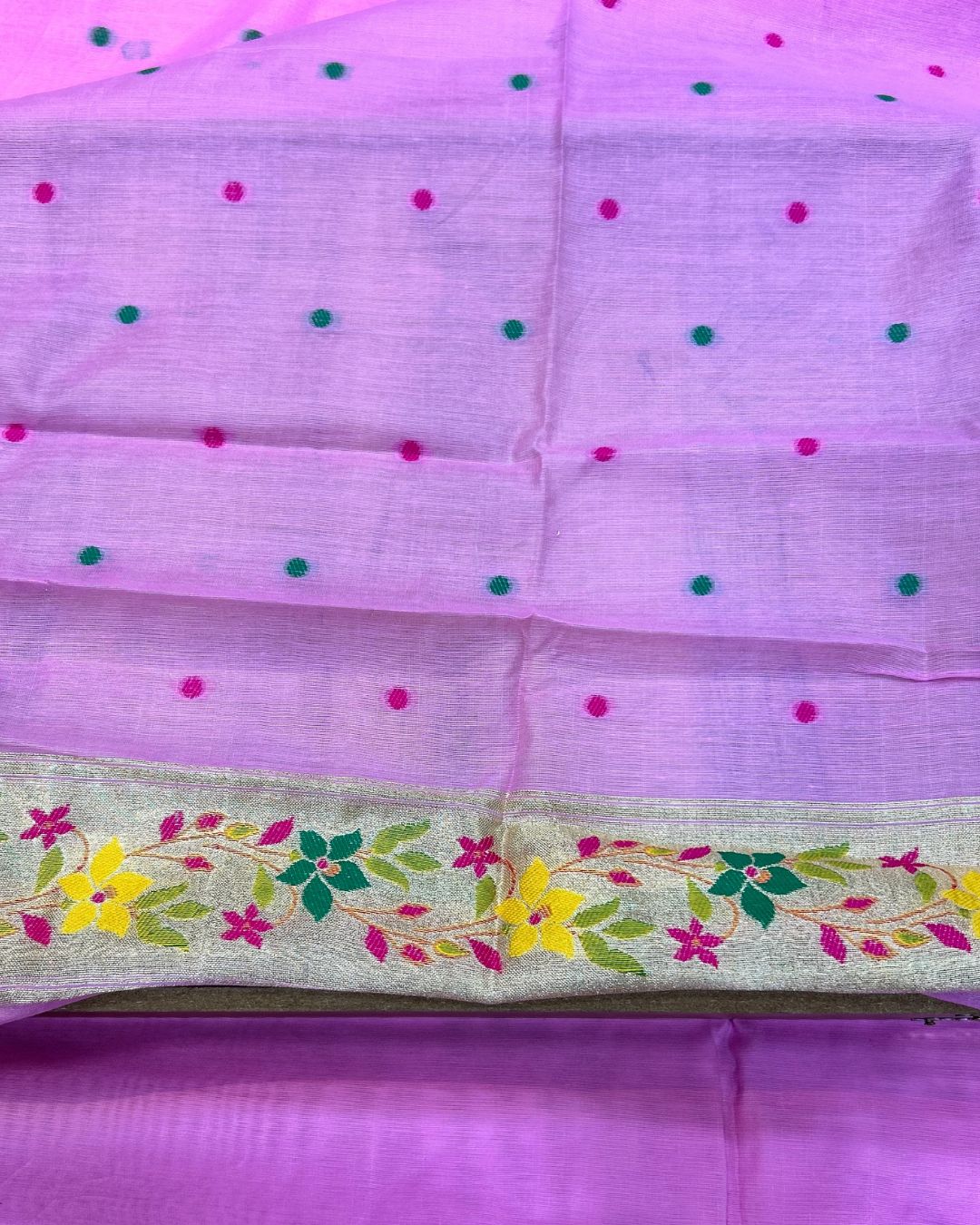 Pink Colour Cotton Meenakari Work Saree