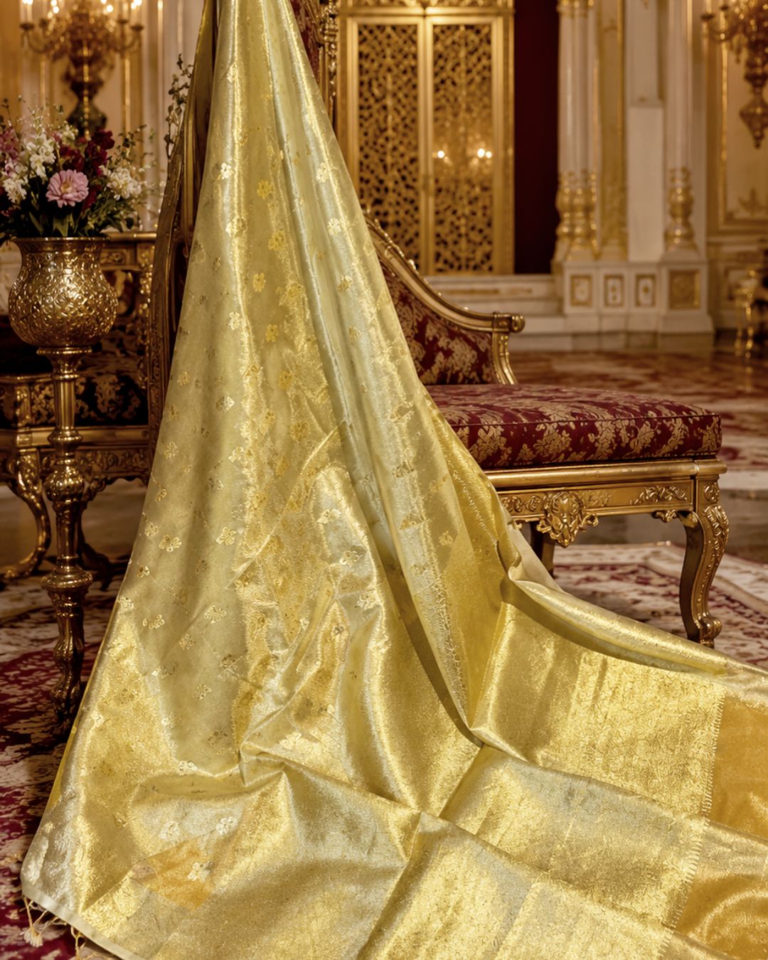 Golden Colour Rekha Tissue Silk Saree