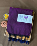 Purple Colour Cotton Saree with Contrast Blouse Piece