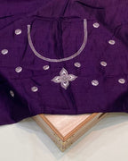 Dark Violet Colour Vichitra Silk Wok Saree
