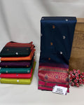 Rama Blue Colour Silk Paithani Saree with Contrast Blouse