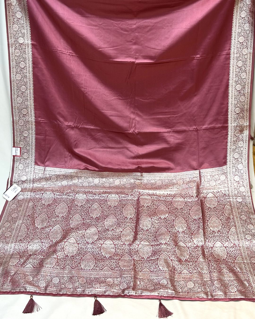 Dusty Rose Pink Colour Soft Satin Silk Saree