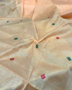 Peach Colour Cotton Meenakari Work Saree