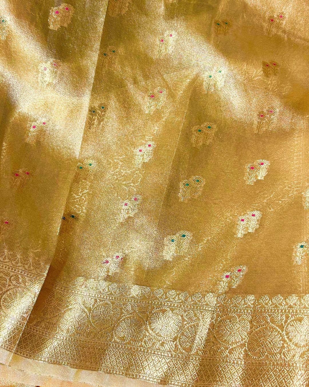 Golden Colour Rekha Tissue Silk Saree