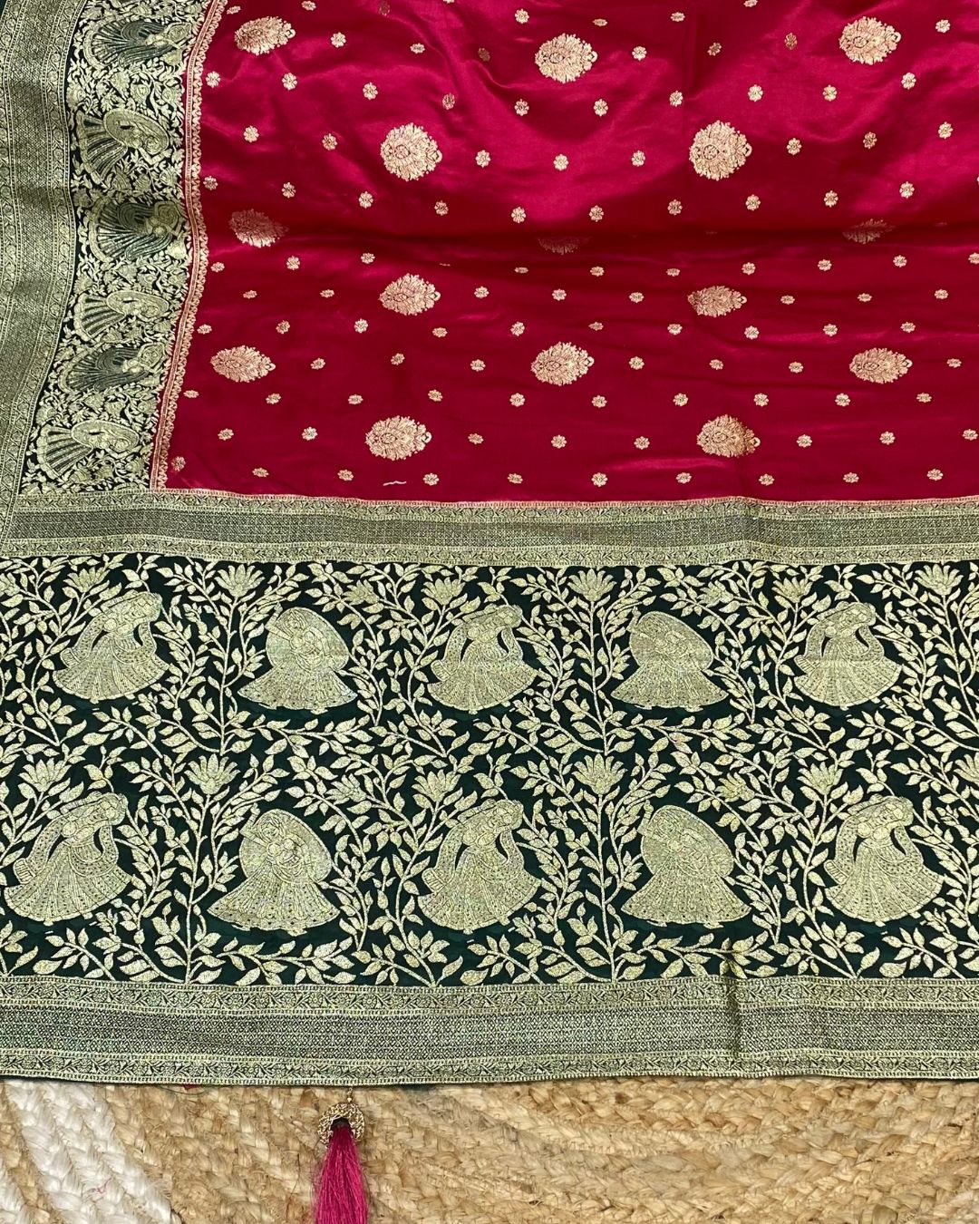 Red Colour Soft Satin Silk Saree with Contrast Blouse Piece