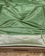 Moss Green Colour Soft Silk Saree With Moti Border