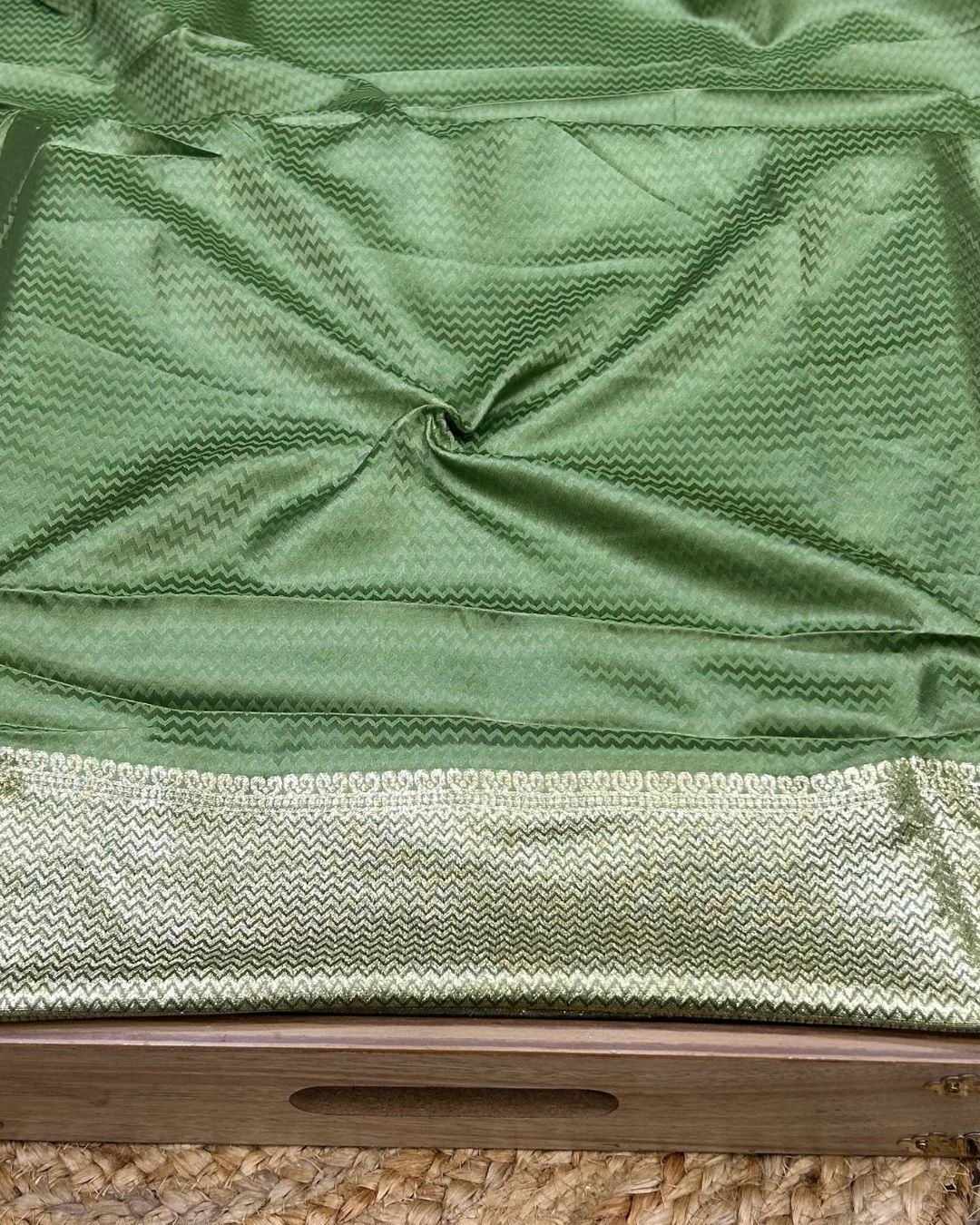Moss Green Colour Soft Silk Saree With Moti Border