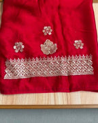 Petrol Blue Colour Art Silk Work Saree with Contrast Blouse
