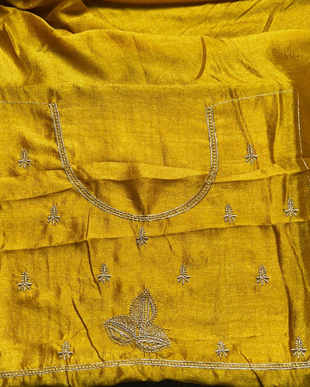 Golden Mustard Yellow Colour Vichitra Silk Thread Wok Border Design Saree