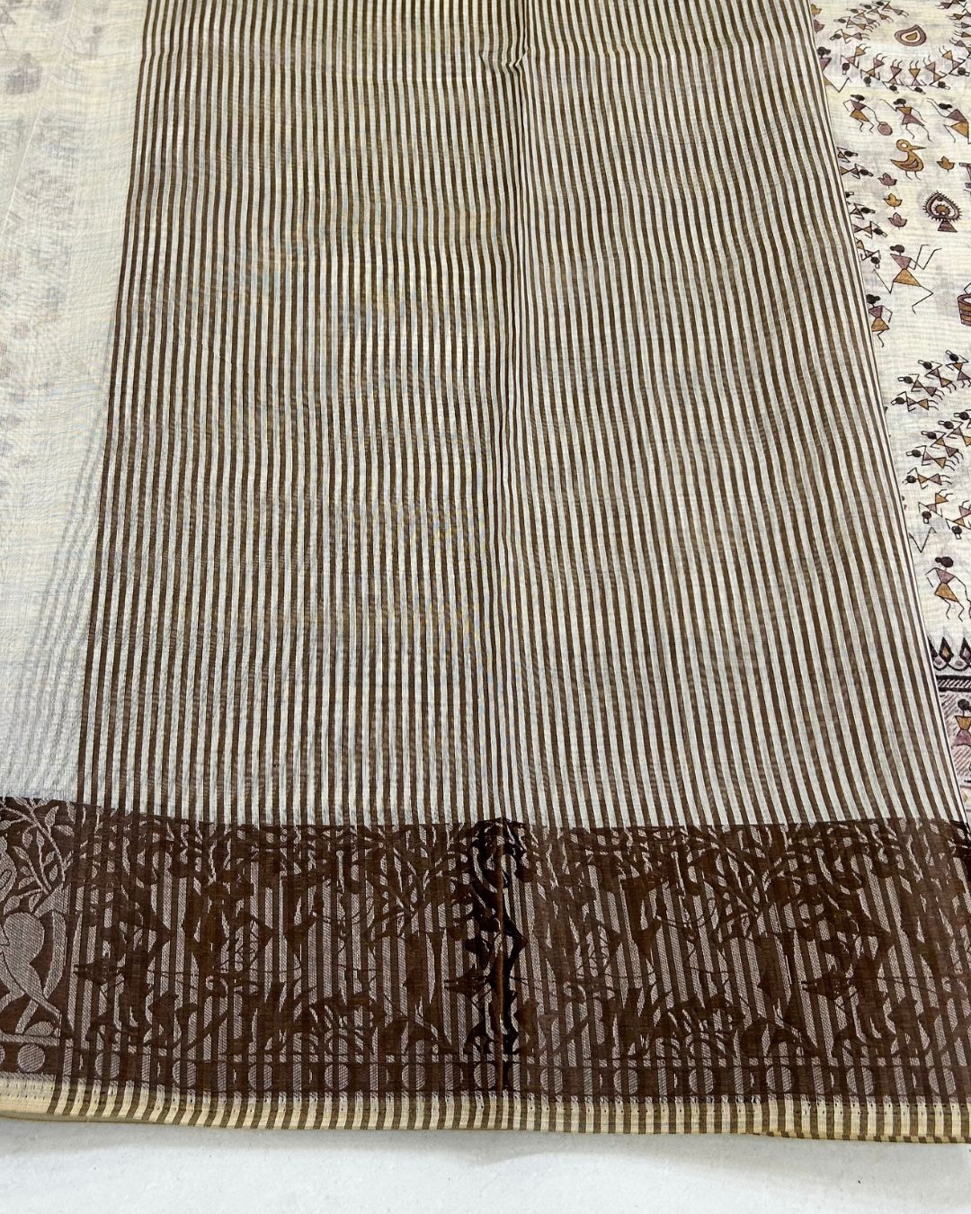 Off White Colour Cotton Warli Design Saree