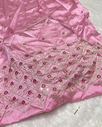 Pink Colour Chiffon Saree With Contrast Blouse