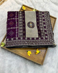 Brinjal Colour Crunchy Silk Work Saree