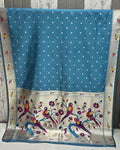 Petrol Blue Colour Bamboo Paithani Saree M 15237