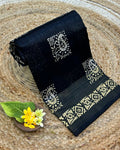 Black Colour Cotton-Blend Paisley Printed Saree
