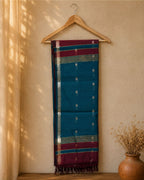 Maroon Colour Maheshwari Cotton Saree with Contrast Blouse