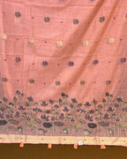 Peach Colour Muga Cotton Saree with Contrast Blouse