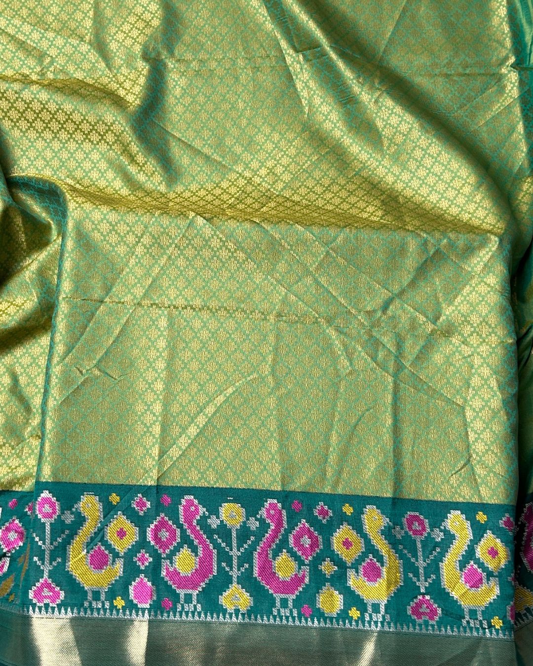 Sage Green Colour Dual-Shade Saree with Patola Design Border