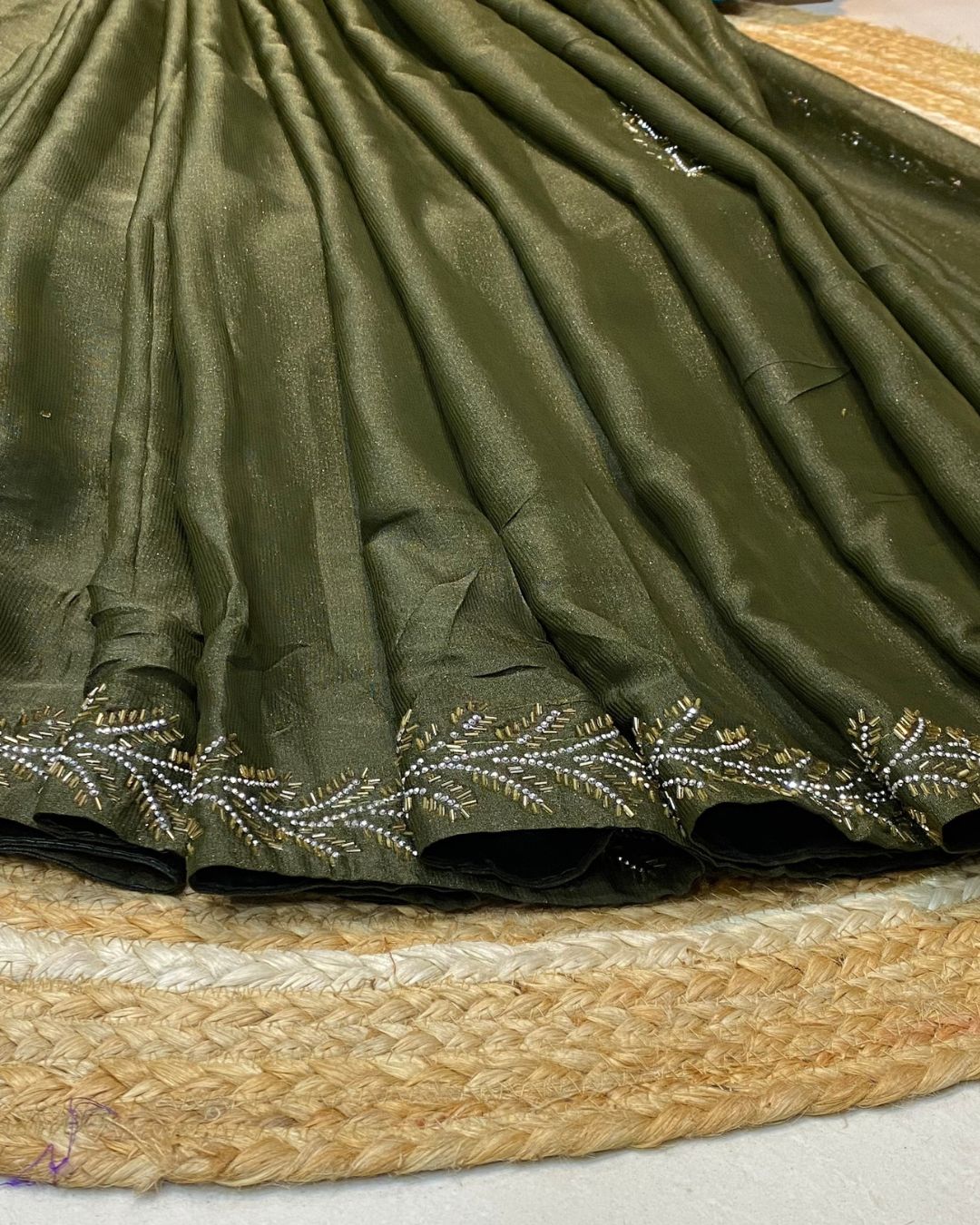 Mehendi Green Colour Star Georgette Saree