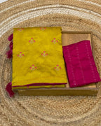 Olive Green Colour Vichitra Silk Saree with Contrast Blouse Piece