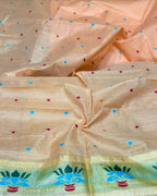 Peach Colour Cotton Meenakari Work Saree