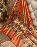 Radiant Orange Colour Shimmer Bamboo Tissue Silk Saree