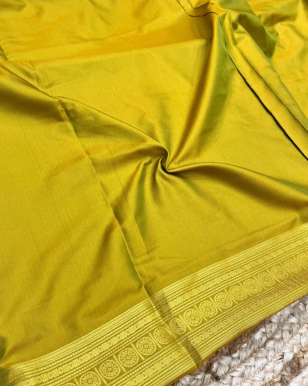 Olive Yellow Colour Soft South Silk Saree