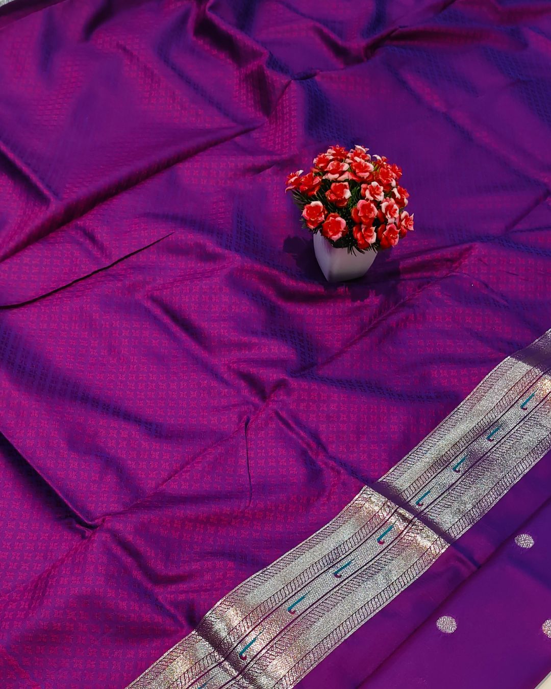 Purple Colour Silk Paithani Saree