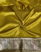 Mehendi Green Colour Paithani Silk Saree with Multicolour Peacock Design