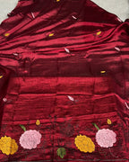 Cream Beige Colour Floral Embroidered Style Designer Saree