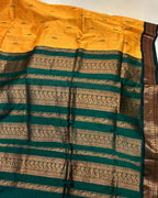 Mustard Yellow Colour Gadwal Cotton Silk Saree