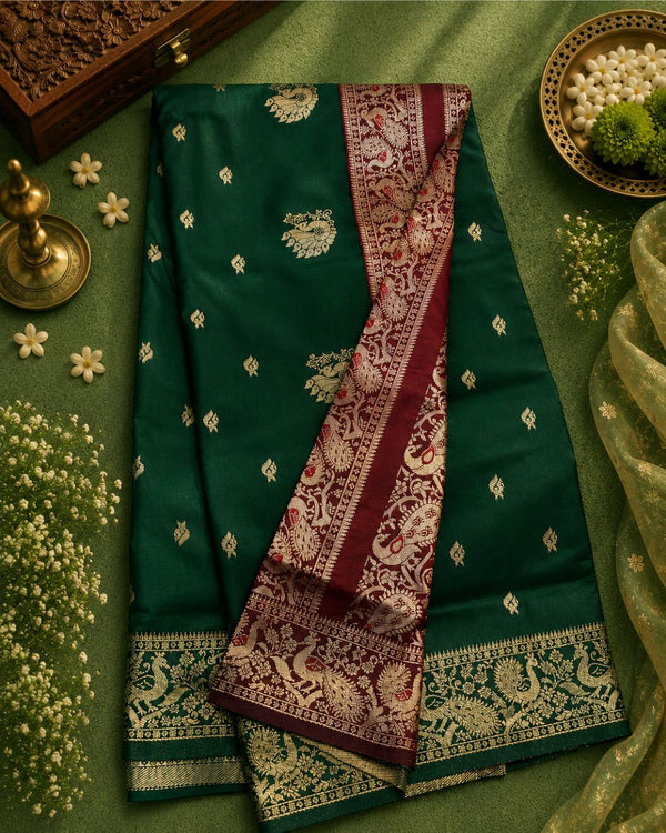 Forest Green Colour Peshwai Saree M13450