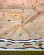 Peach Colour Cotton Meenakari Work Saree