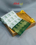 Green Colour Cotton Ikkat Printed Saree