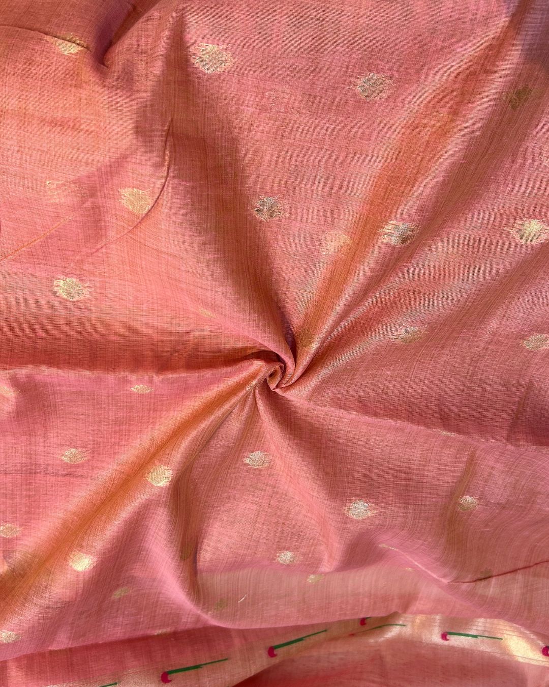 Peach Colour Cotton Jamdani Saree with Sequin Work