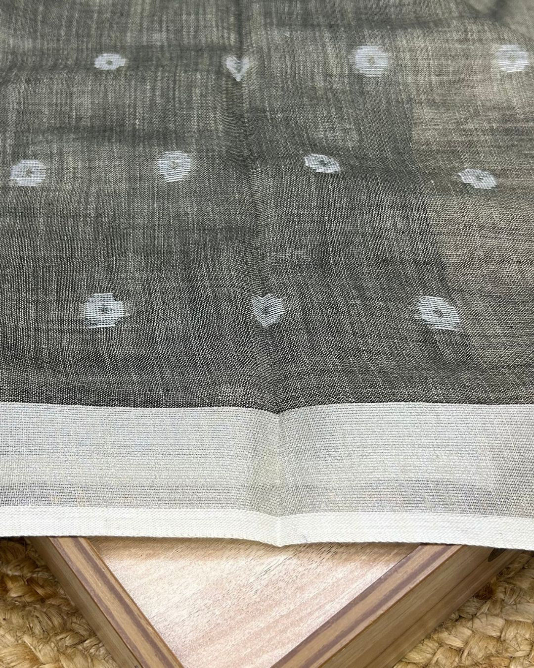 Grey Colour Khadi Cotton Saree