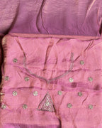 Onion Pink Colour Shimmer Georgette Dual Shine Wok Border Saree